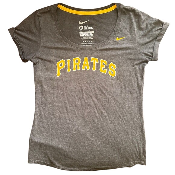 Nike Pittsburgh Pirates T-Shirt Women’s Medium Slim Fit Gray MLB Baseball - Picture 1 of 6